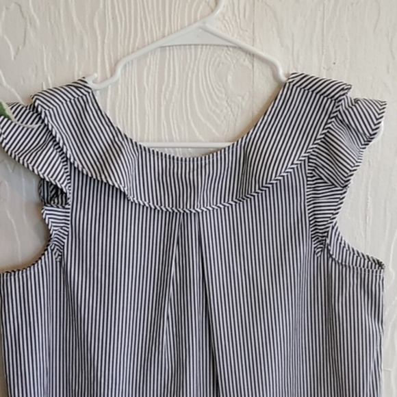J. Crew striped ruffle sleeveless top shirt size 6 - Picture 2 of 8